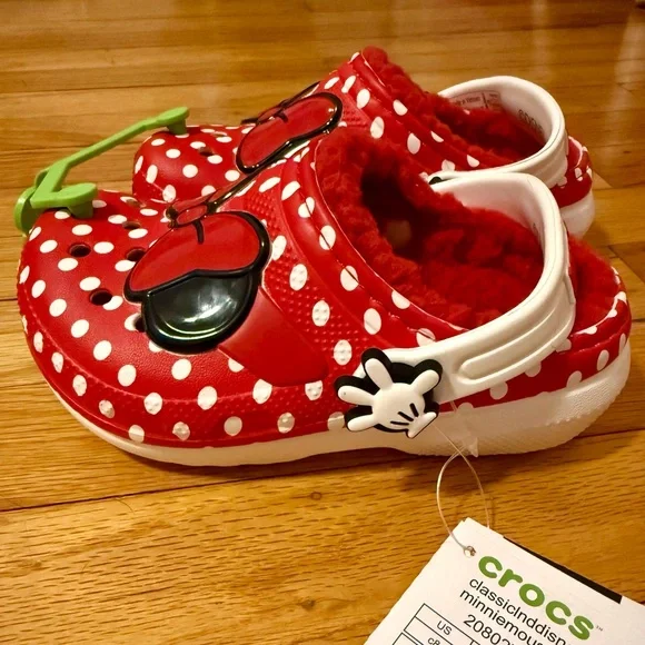 Crocs Minnie Mouse Toddler Polka Dot Fleece Lined Clogs - Picture 3 of 5